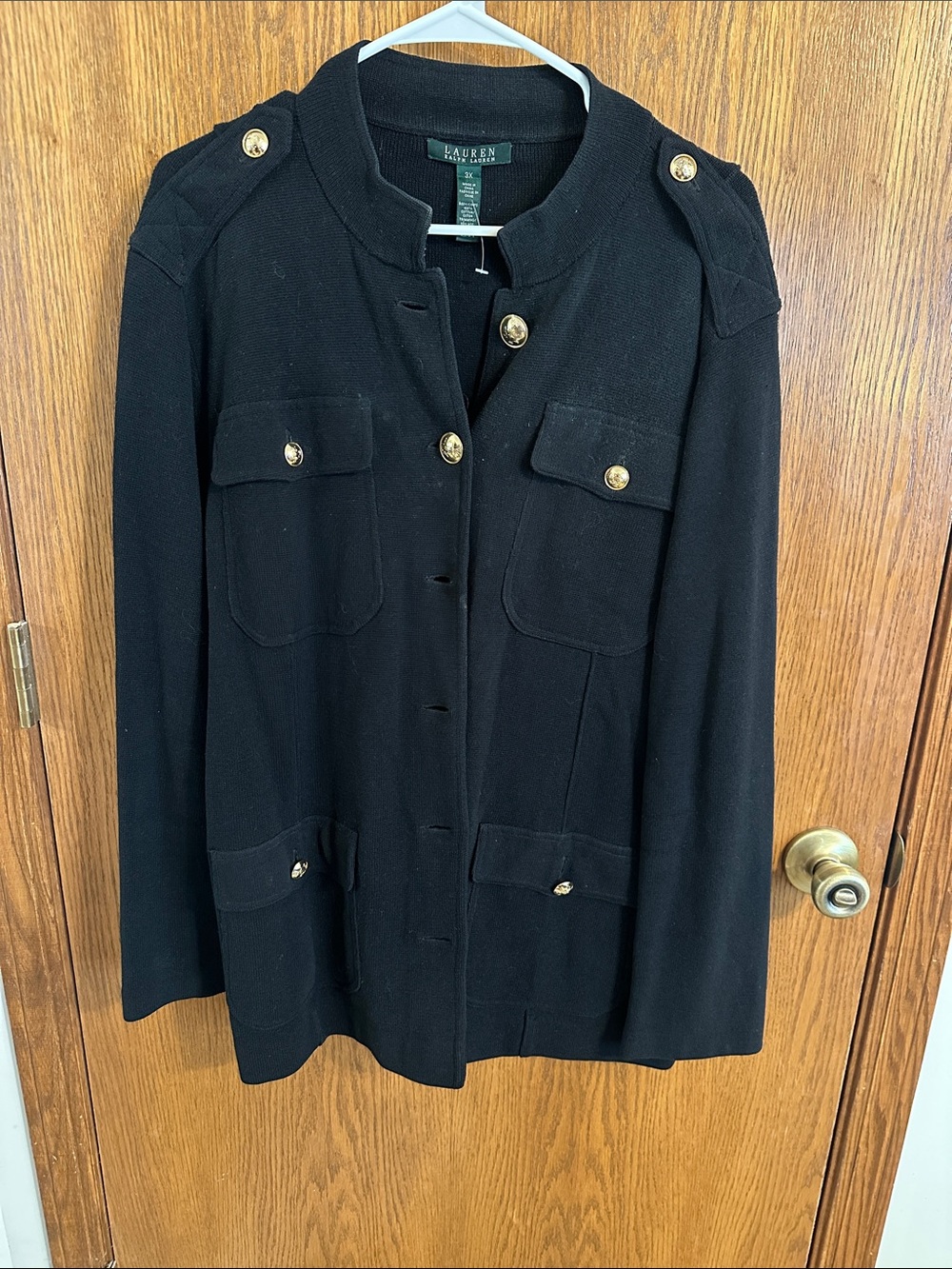 Lauren Ralph Lauren Black Military-Style Button Jacket